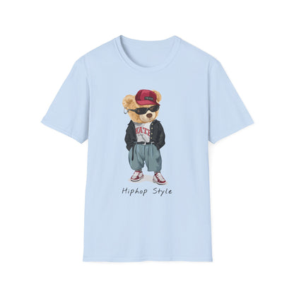Hip Hop Bear T-Shirt | Cool Graphic Tee, Streetwear, Casual Wear, Gift for Teens, Hip Hop Style Light Blue