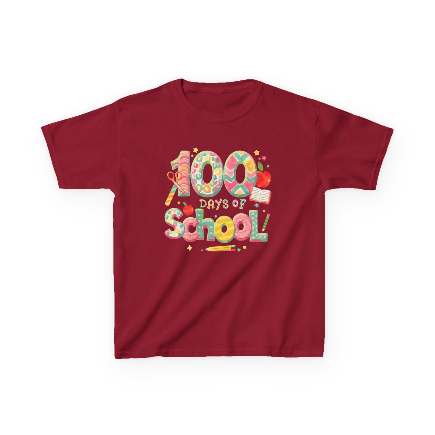 Kids School Celebration Tee - 100 Days of School, Class Shirt, Back to School Outfit, Fun Teacher Gift, Kids Education Apparel Cardinal Red
