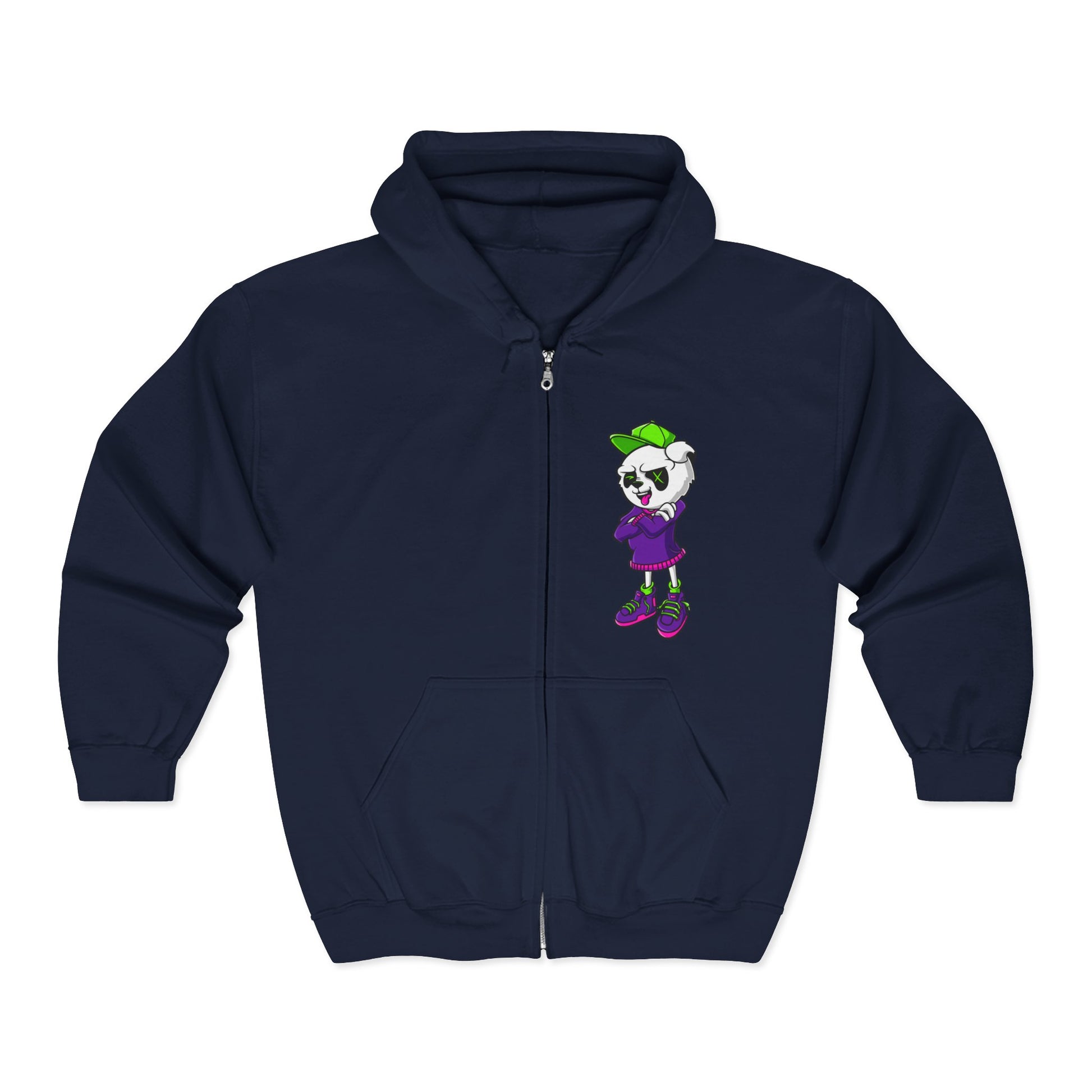 Playful Panda Zip-Up Hoodie for Cozy Vibes, Cool Gift for Teens, Casual Wear, Halloween Costume, Everyday Comfort Navy
