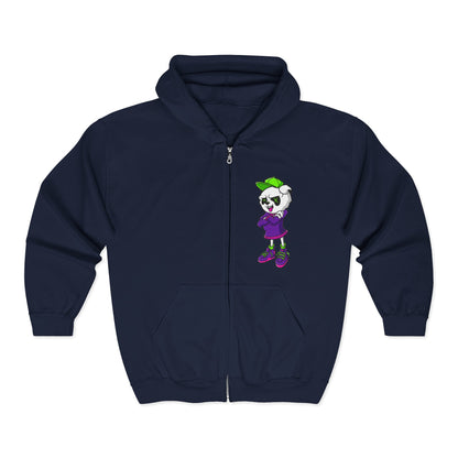 Playful Panda Zip-Up Hoodie for Cozy Vibes, Cool Gift for Teens, Casual Wear, Halloween Costume, Everyday Comfort Navy