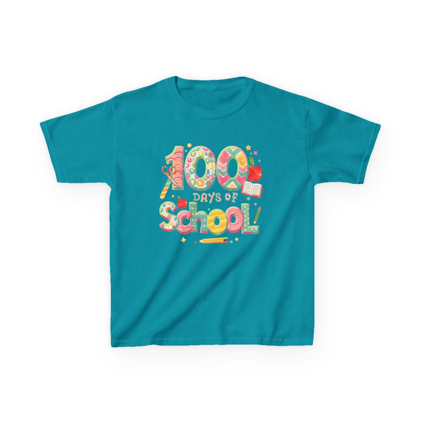 Kids School Celebration Tee - 100 Days of School, Class Shirt, Back to School Outfit, Fun Teacher Gift, Kids Education Apparel Tropical Blue