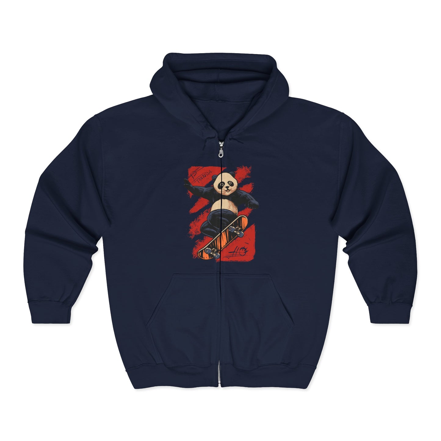 Panda Full Zip Hoodie - Soft and Comfy Unisex Sweatshirt with Reduced Pilling - Embroidery Option Available Navy