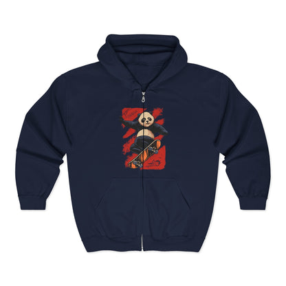 Panda Full Zip Hoodie - Soft and Comfy Unisex Sweatshirt with Reduced Pilling - Embroidery Option Available Navy