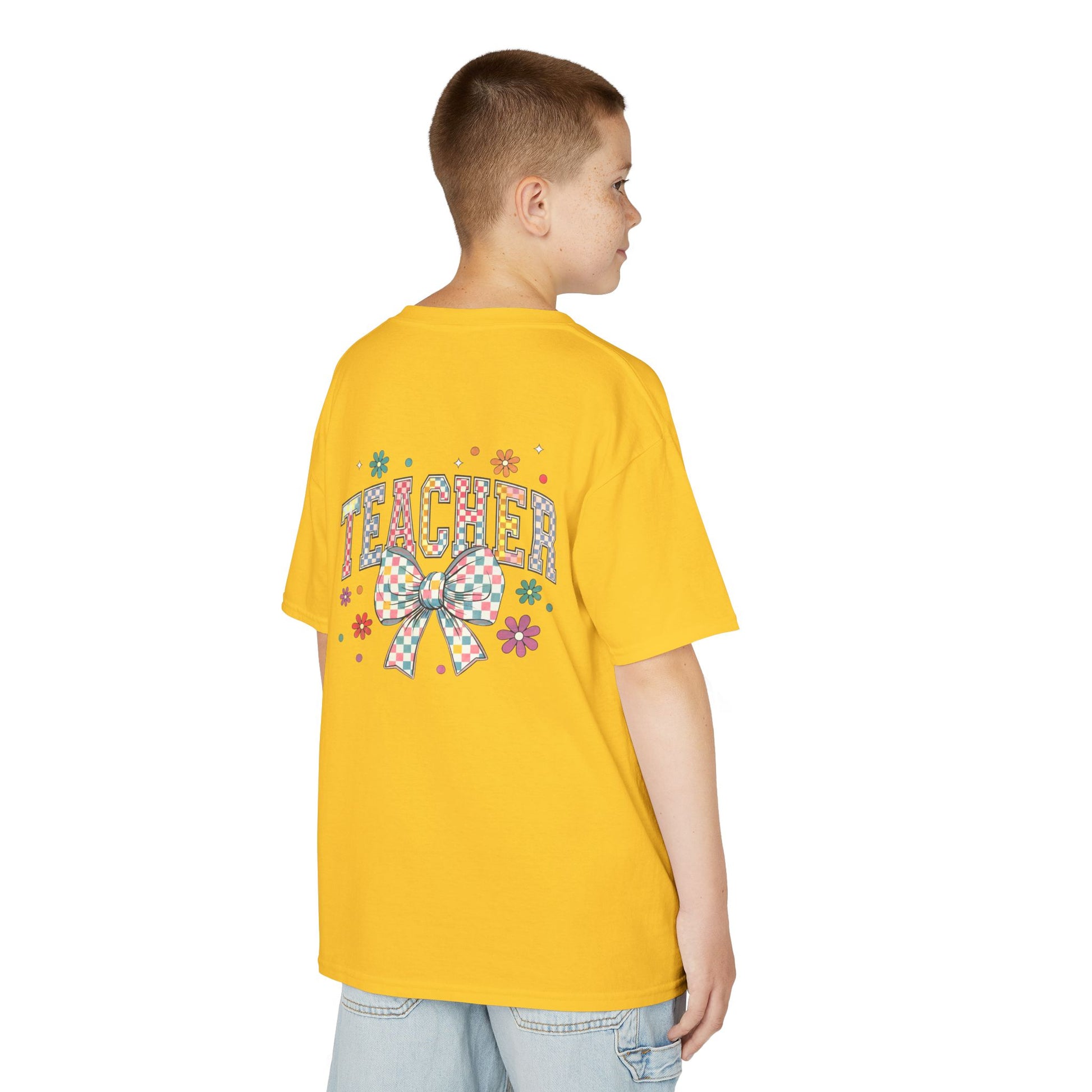 Teacher Kids Tee with Colorful Bow Design, Perfect for Back to School, Teacher Appreciation, Birthday Gift, Fun Classroom Wear