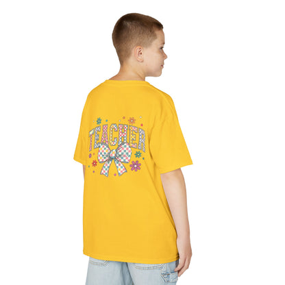 Teacher Kids Tee with Colorful Bow Design, Perfect for Back to School, Teacher Appreciation, Birthday Gift, Fun Classroom Wear