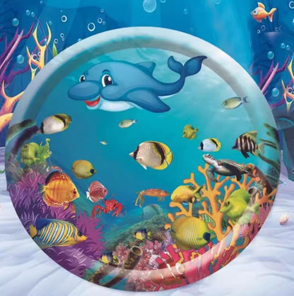 Summer Cooling Pet Water Bed Cushion Ice Pad Dog Sleeping Square Mat For Puppy Dogs Cats Pet Kennel Cool Cold Ocean World 100cm 1PCS