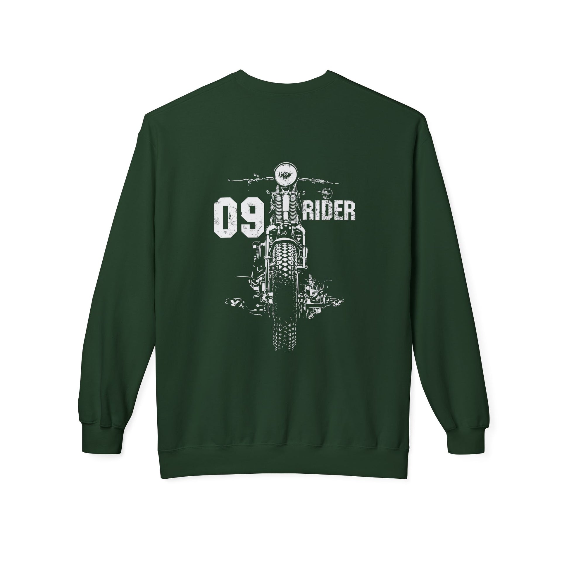 Retro Unisex Fleece Crew Sweatshirt - 09 Rider Design, Cozy Apparel, Gift for Bikers, Streetwear, Festival Wear, Everyday Comfort