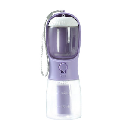 Dog Water Cup Drinking Food Garbage Bag Three-in-one Portable Small Multi-functional Pet Cups Pets Supplies 300ml Garbage Bag Wisteria Purple