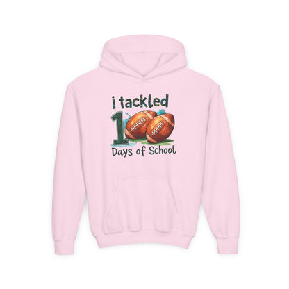 Youth Football Event Hoodie, 100 Days of School Sweatshirt, Back to School Gift, Student Motivation, Sports Lover Apparel Light Pink