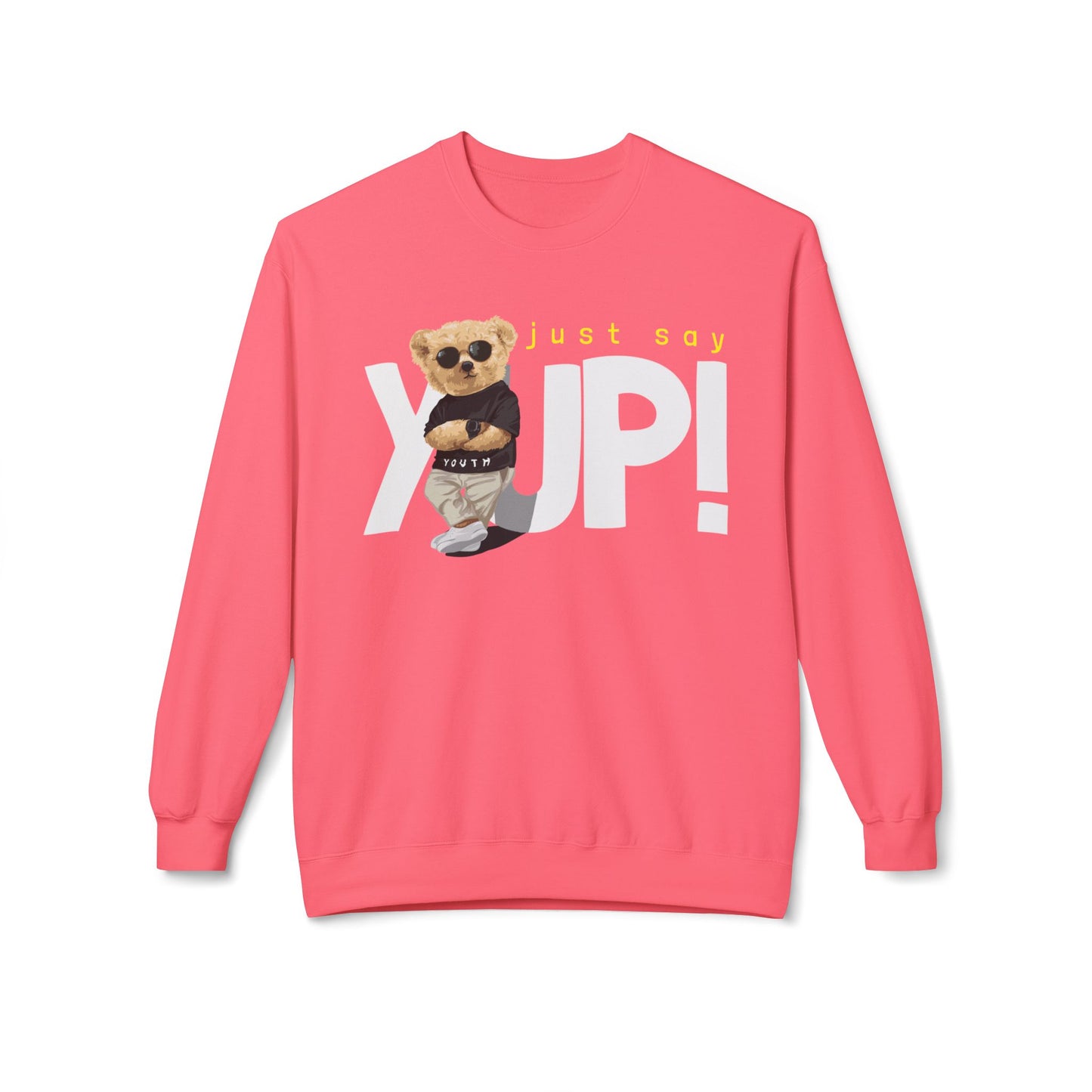 Cute Animal Graphic Fleece Sweatshirt, Cozy Crewneck for Animal Lovers, Perfect Gift for Birthdays, Holidays, Casual Wear Pink Lemonade