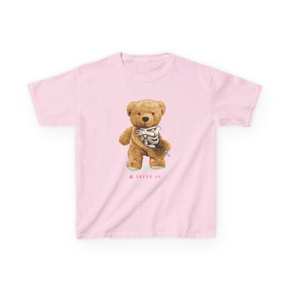 Cute Teddy Bear Kids Tee, Kids Cotton T-Shirt, Fun Graphic Tee, Childrens Holiday Gift, Soft Casual Wear Light Pink