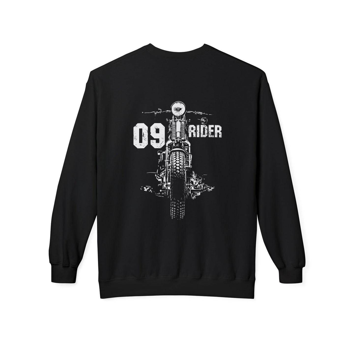 Retro Unisex Fleece Crew Sweatshirt - 09 Rider Design, Cozy Apparel, Gift for Bikers, Streetwear, Festival Wear, Everyday Comfort