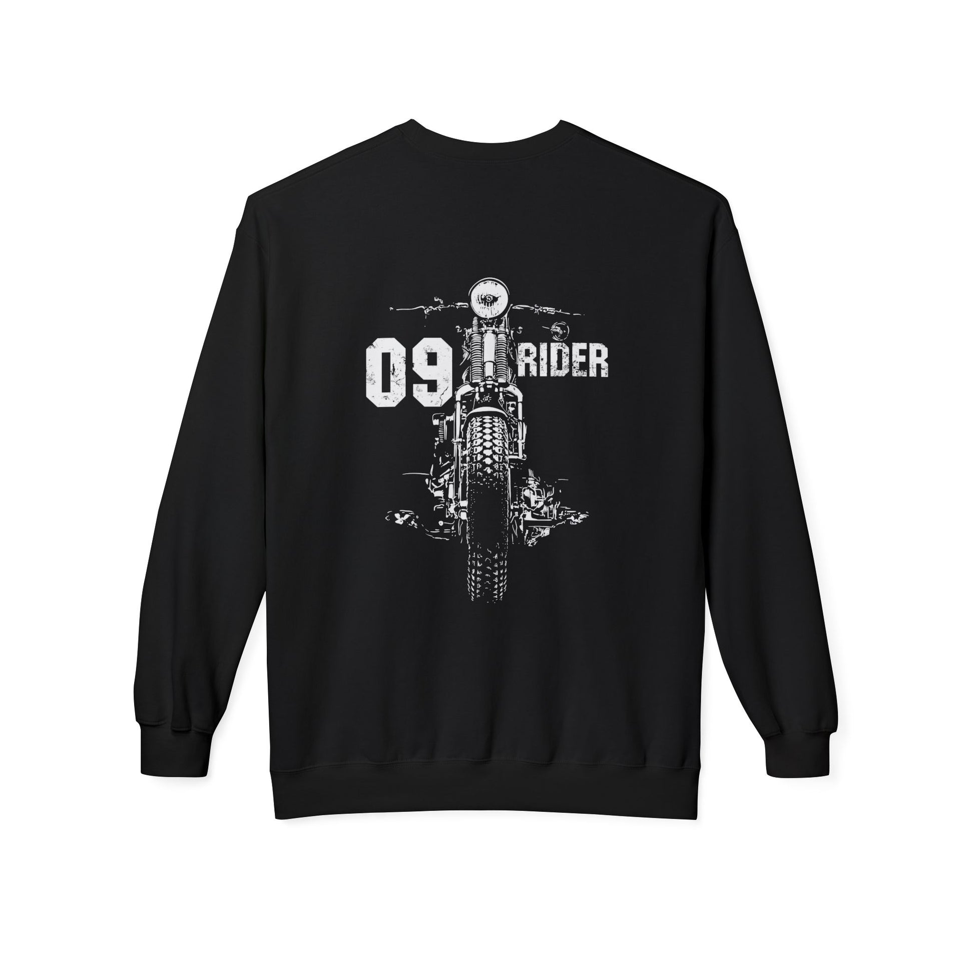 Retro Unisex Fleece Crew Sweatshirt - 09 Rider Design, Cozy Apparel, Gift for Bikers, Streetwear, Festival Wear, Everyday Comfort