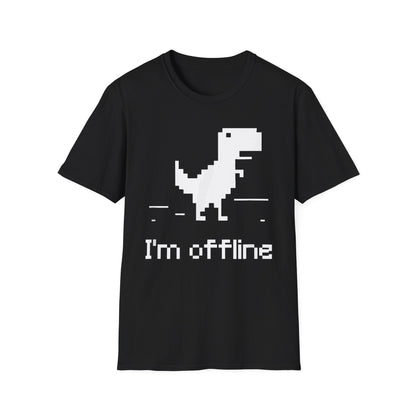 Retro Dinosaur Tee - I'm Offline T-Shirt | Perfect Gift for Gamers, Casual Wear, Retro Design, Birthday Surprise, Fun Gift Black