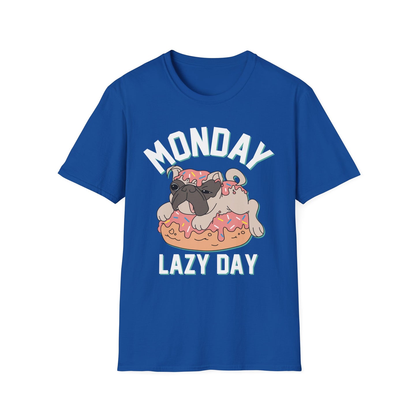 Cozy Cartoon Tee: Perfect for Lazy Days & Dog Lovers, Unisex Softstyle T-Shirt, Relaxed Fit, Casual Shirt, Cute Dog Design, Everyday Wear Royal