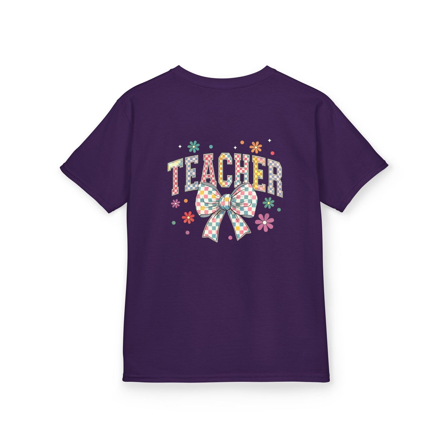 Teacher Kids Tee with Colorful Bow Design, Perfect for Back to School, Teacher Appreciation, Birthday Gift, Fun Classroom Wear
