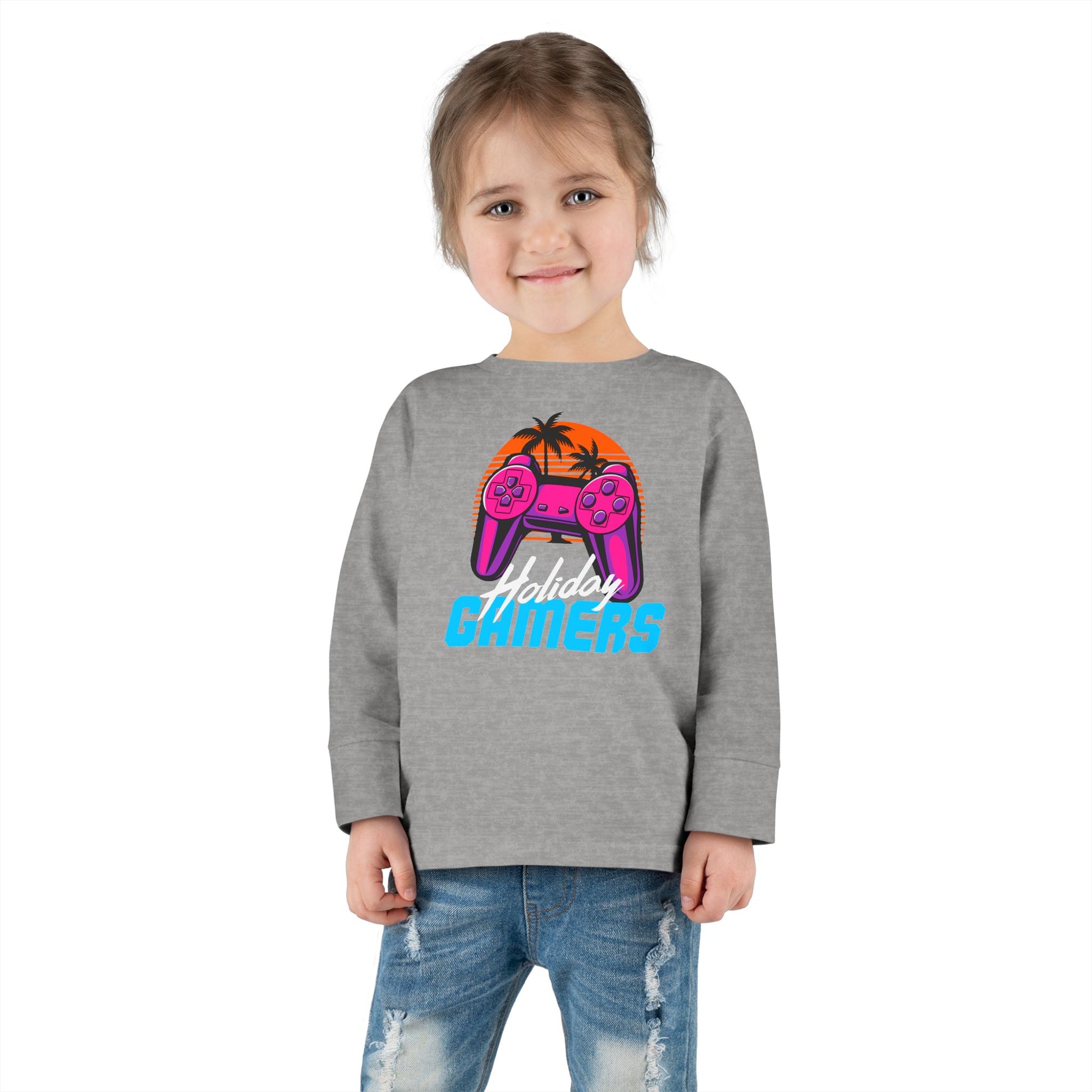 Holiday Gamers Toddler Long Sleeve Tee, Kids Gaming Shirt, Playful Toddler Apparel, Gift for Gamers, Fun Children's Top