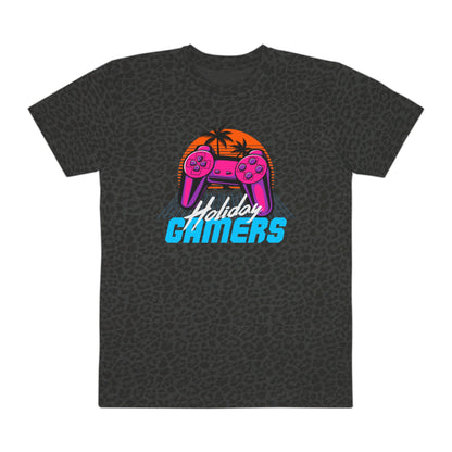 Holiday Gamers Graphic Tee, Men’s Casual Shirt, Gamer Gift, Video Game Apparel, Retro Gaming T-Shirt, Cool Gamer Wear Black Leopard