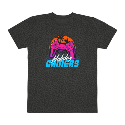 Holiday Gamers Graphic Tee, Men’s Casual Shirt, Gamer Gift, Video Game Apparel, Retro Gaming T-Shirt, Cool Gamer Wear Black Leopard