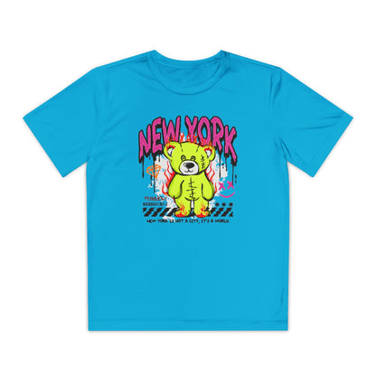 Youth Graphic Tee, Cool Youth T-Shirt, Trendy Urban Shirt, Vibrant Streetwear, Gift for Kids, New York Style Apparel Atomic Blue