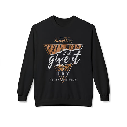 Motivational Crewneck Sweatshirt, Cozy Fleece Top, Inspirational Gift, Chill Vibes, Unisex Apparel, Perfect for Every Occasion Black