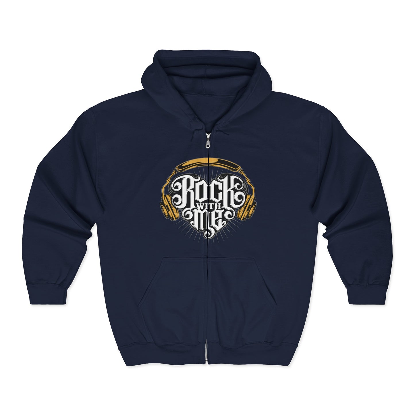 Rock with Me Hoodie, Unisex Heavy Blend Sweatshirt, Music Lover Gift, Concert Outfit, Festival Apparel, Casual Loungewear Navy