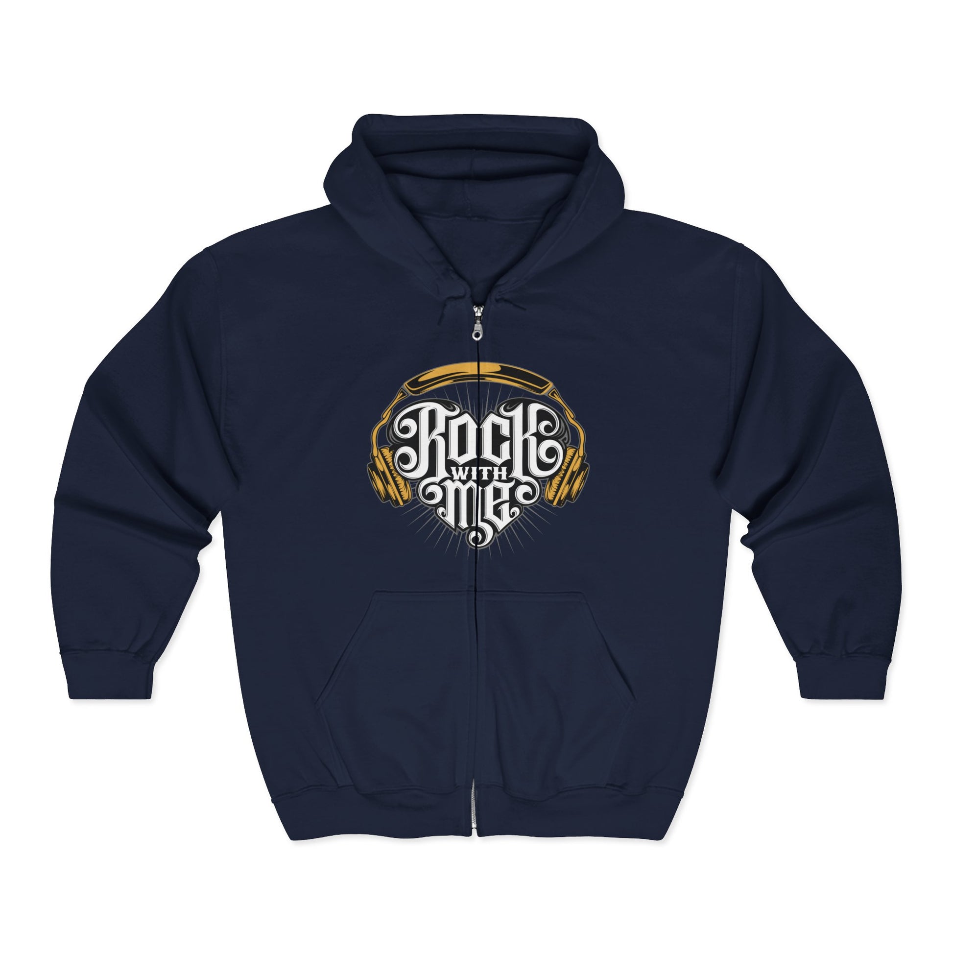 Rock with Me Hoodie, Unisex Heavy Blend Sweatshirt, Music Lover Gift, Concert Outfit, Festival Apparel, Casual Loungewear Navy