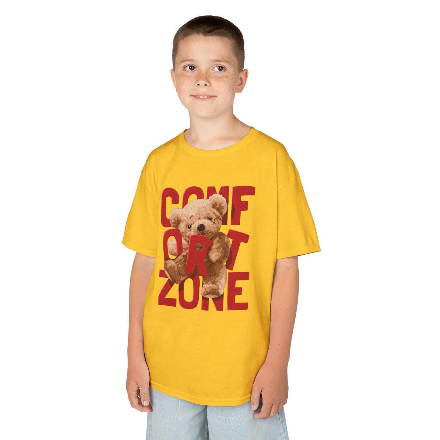 Comfort Zone Kids Tee, Cute Bear Shirt for Children, Gifts for Kids, Birthday Apparel, Fun and Cozy Clothing Daisy