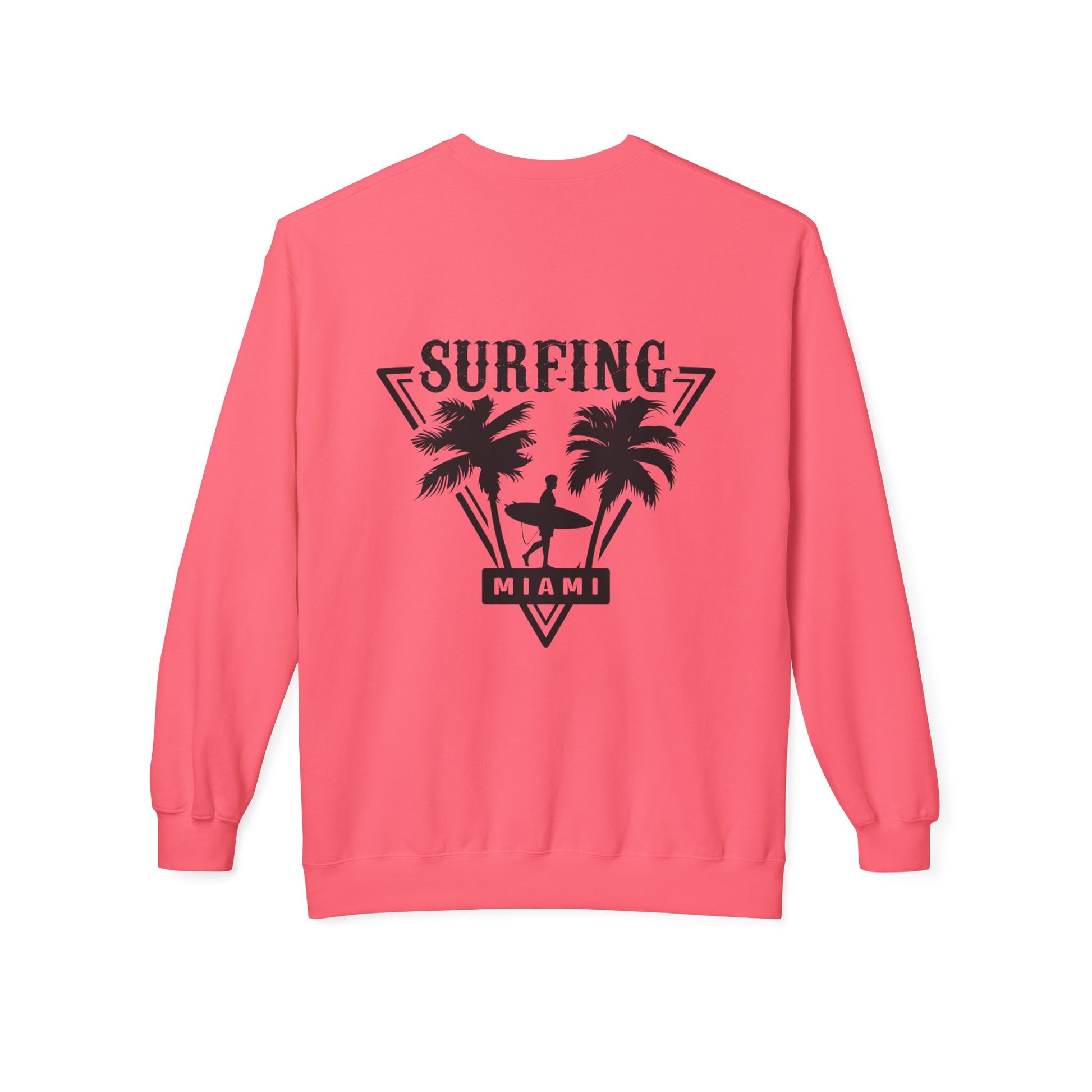 Miami Surfing Sweatshirt, Unisex Sweatshirt, Beach Lover Gift, Casual Layering Piece, Summer Vibes Apparel, Surfing Lifestyle Clothing