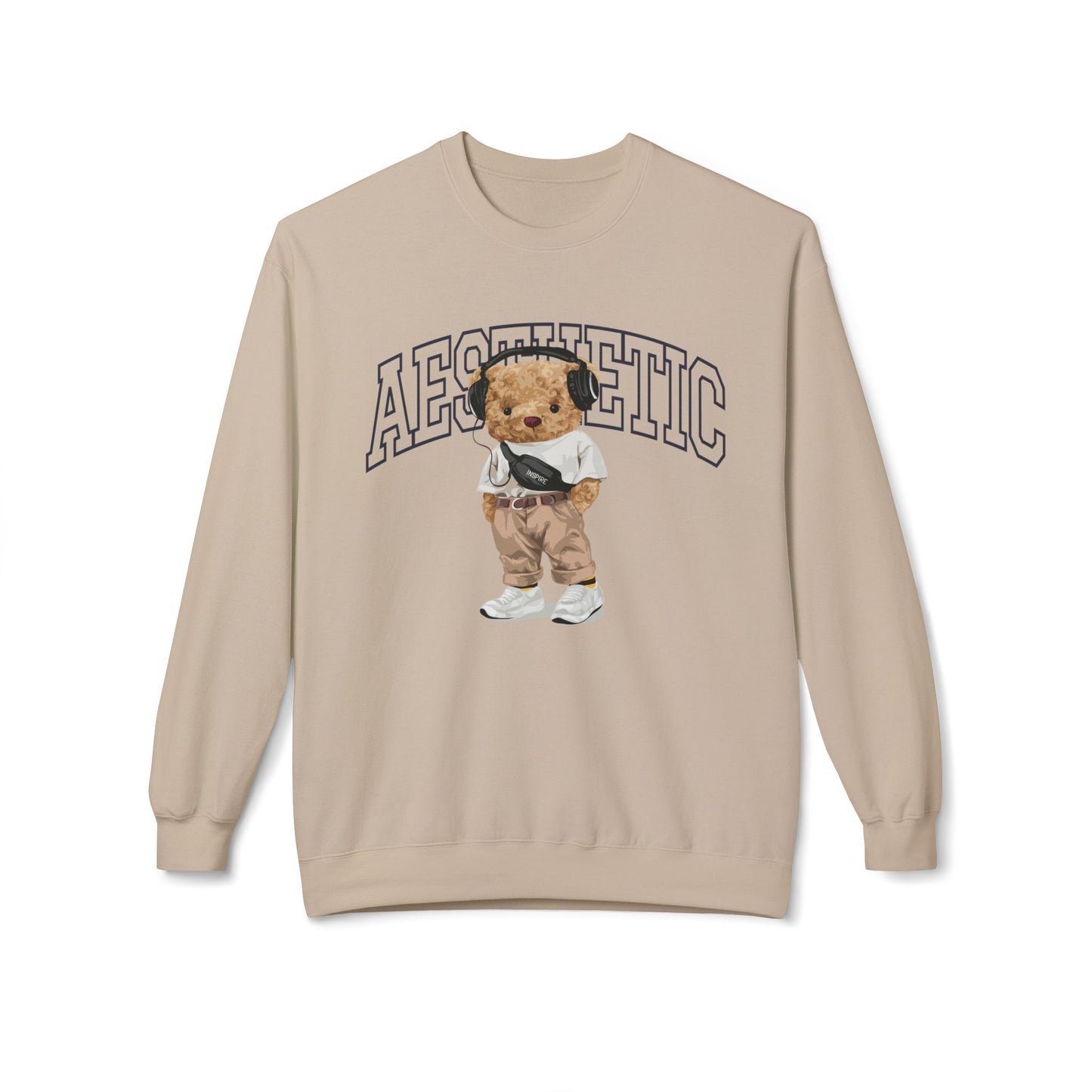 Aesthetic Bear Crewneck Sweatshirt | Cozy Unisex Fleece Top, Casual Wear, Gift Idea, Trendy Fashion, Streetwear Style, Comfortable Layer