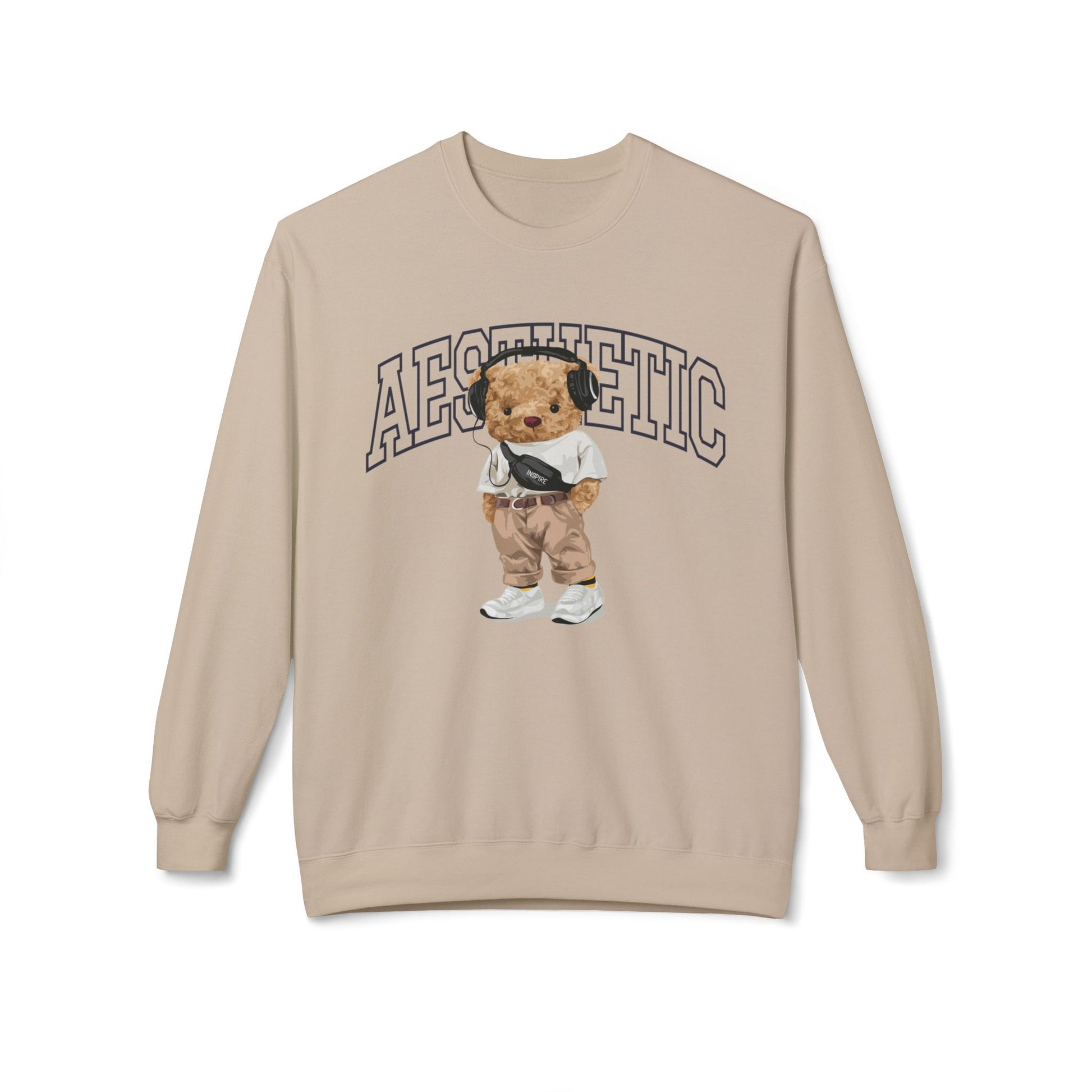 Aesthetic Bear Crewneck Sweatshirt | Cozy Unisex Fleece Top, Casual Wear, Gift Idea, Trendy Fashion, Streetwear Style, Comfortable Layer
