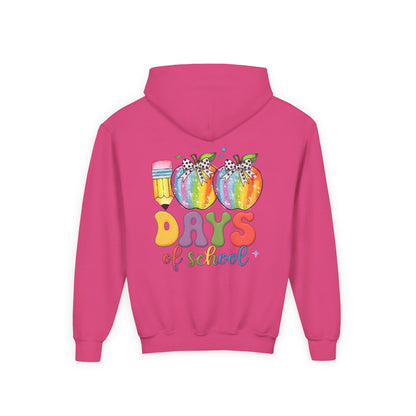 Colorful 100 Days of School Hoodie for Kids, Fun Sweatshirt for Students, Back to School Gift, Rainbow Apple Design, Classroom