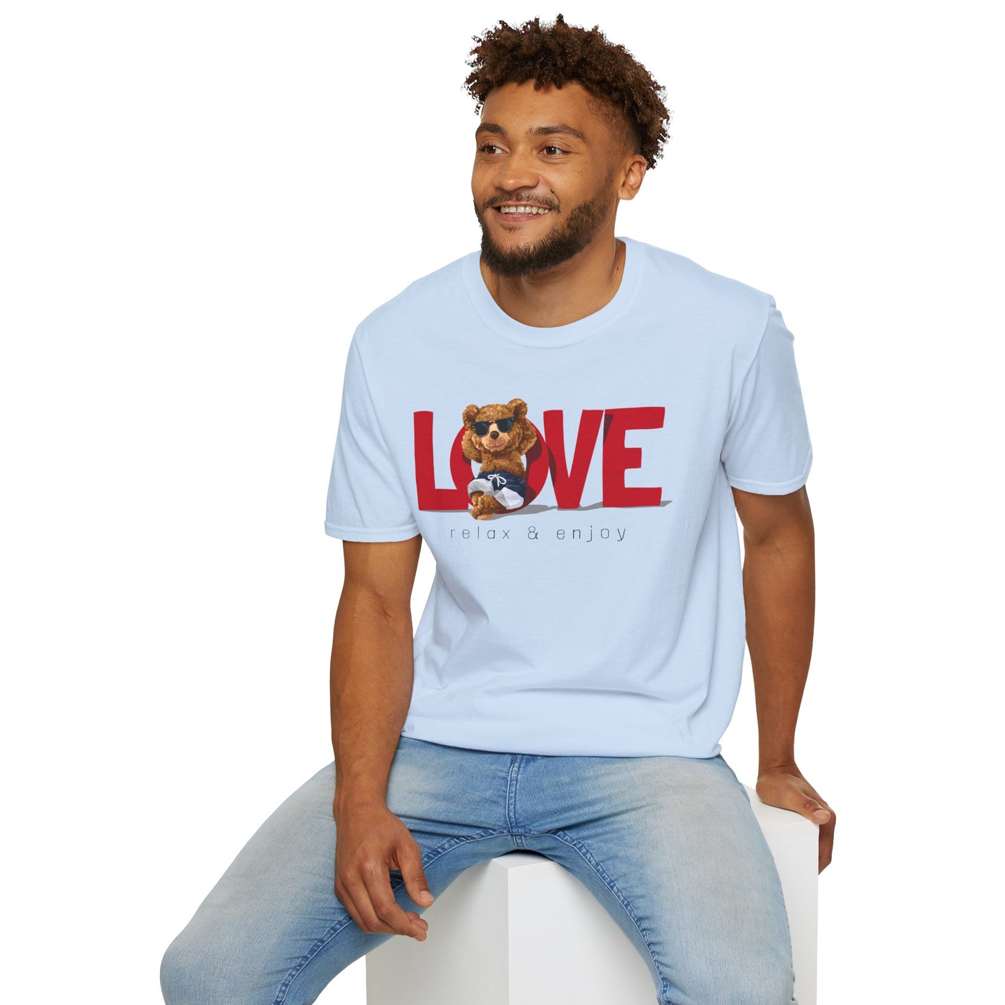 Love Bear Unisex Softstyle T-Shirt | Cute Casual Tee, Gift for Him/Her, Valentine’s Day, Birthday, Everyday Wear