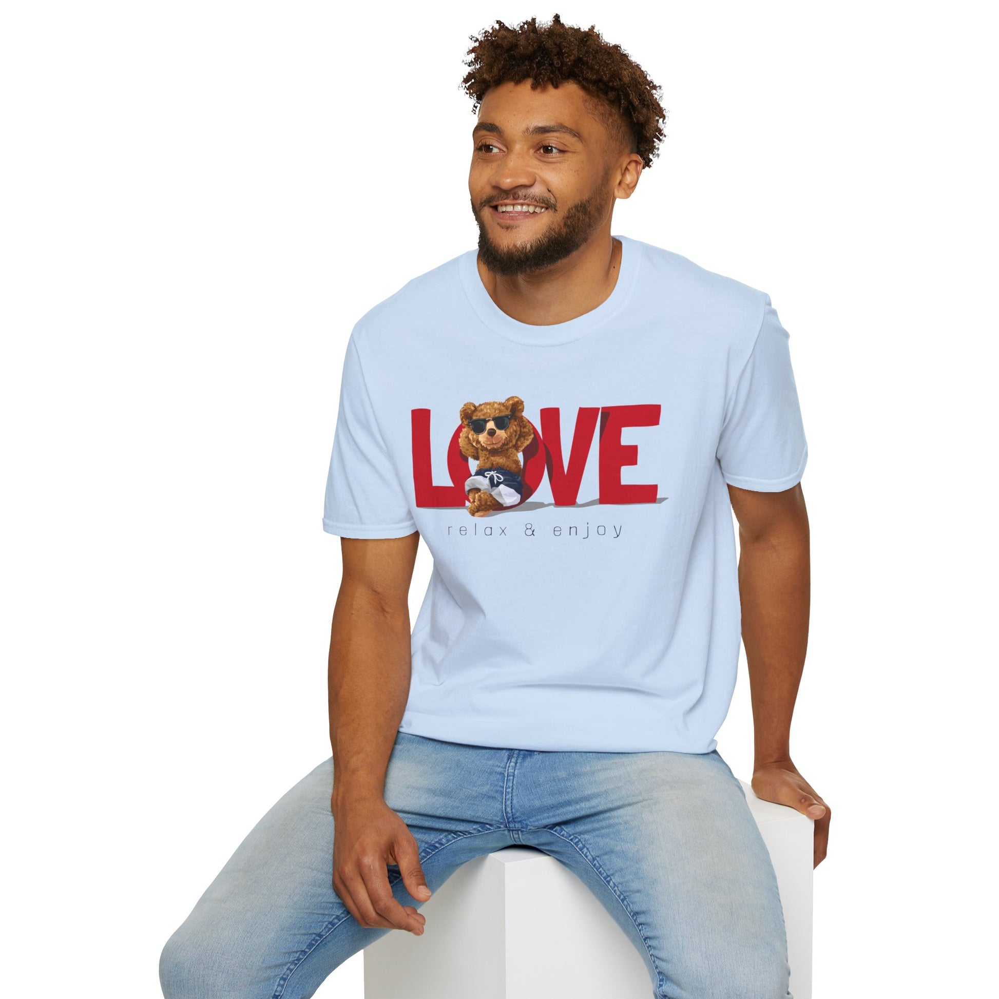 Love Bear Unisex Softstyle T-Shirt | Cute Casual Tee, Gift for Him/Her, Valentine’s Day, Birthday, Everyday Wear