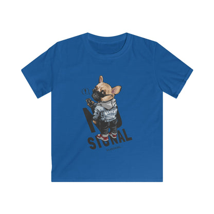 Cool Kids' Graphic Tee with Dog Design, Fun Birthday Gift, Summer Wear for Boys & Girls, Unique Casual Outfit, Cartoon Style T-Shirt Royal
