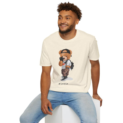 Selfie Bear Unisex T-Shirt | Cute Graphic Tee for Animal Lovers, Perfect Gift for Birthdays, Music Festivals, Casual Wear, or Everyday Style Natural