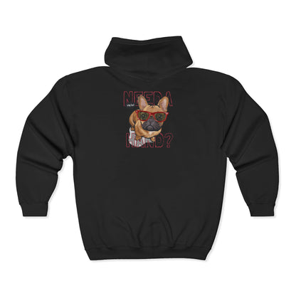 Cool Dog Lover's Full Zip Hoodie, Pet Sweatshirt, Gift for Dog Owners, Relaxed Casual Wear, Funny Animal Apparel