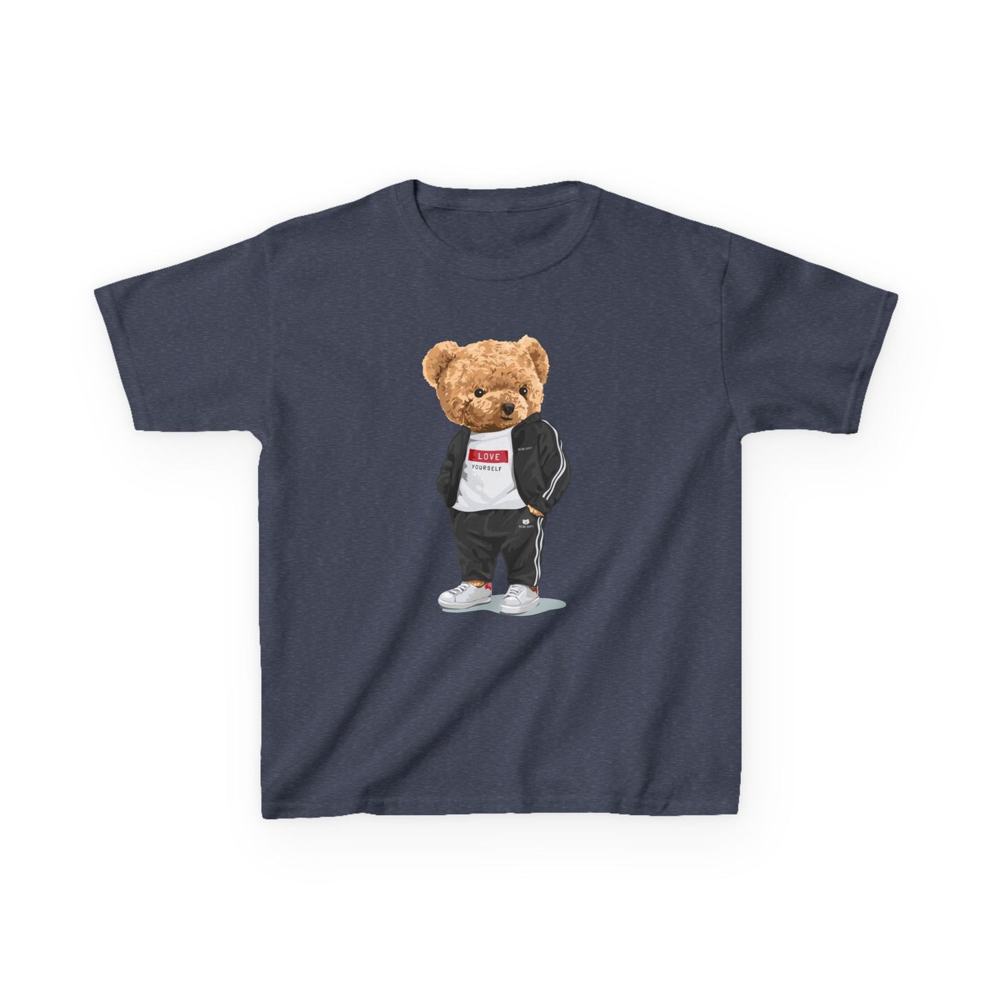 Youth Streetwear Graphic Tee - Fun Bear Design, Cool Kids T-Shirt, Summer Wear, Birthday Gift, Casual Outfit Heather Navy