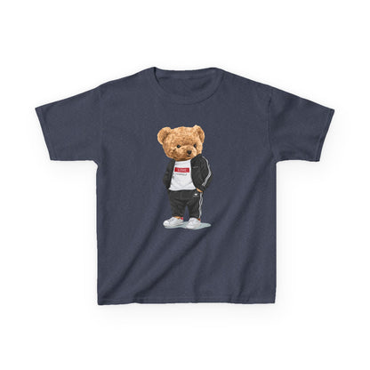 Youth Streetwear Graphic Tee - Fun Bear Design, Cool Kids T-Shirt, Summer Wear, Birthday Gift, Casual Outfit Heather Navy