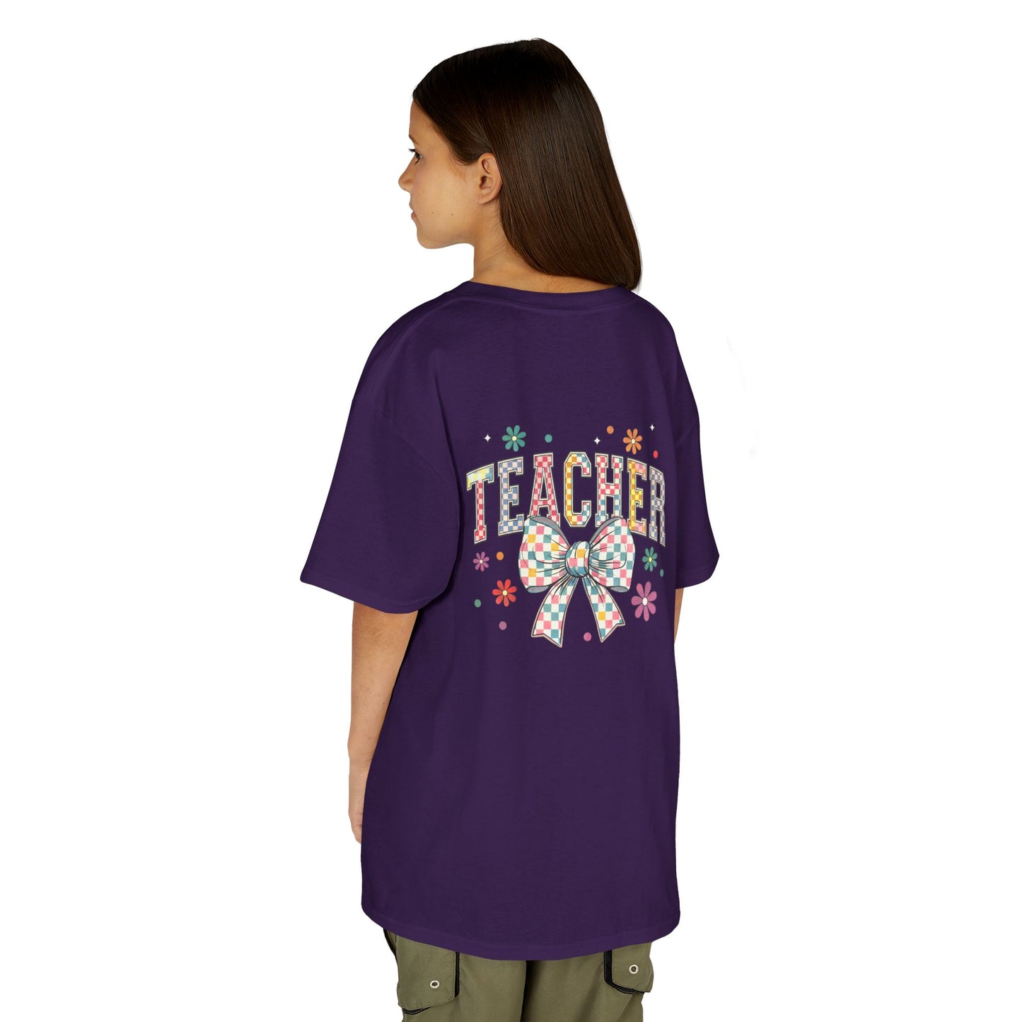 Teacher Kids Tee with Colorful Bow Design, Perfect for Back to School, Teacher Appreciation, Birthday Gift, Fun Classroom Wear