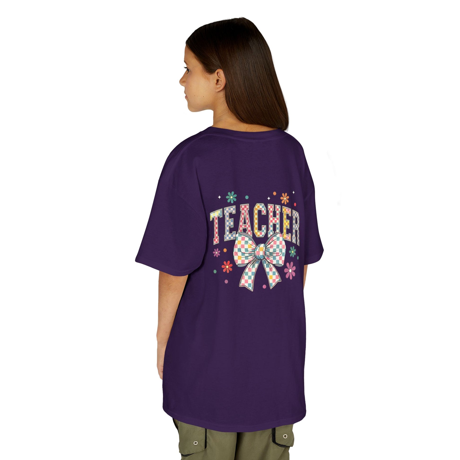 Teacher Kids Tee with Colorful Bow Design, Perfect for Back to School, Teacher Appreciation, Birthday Gift, Fun Classroom Wear