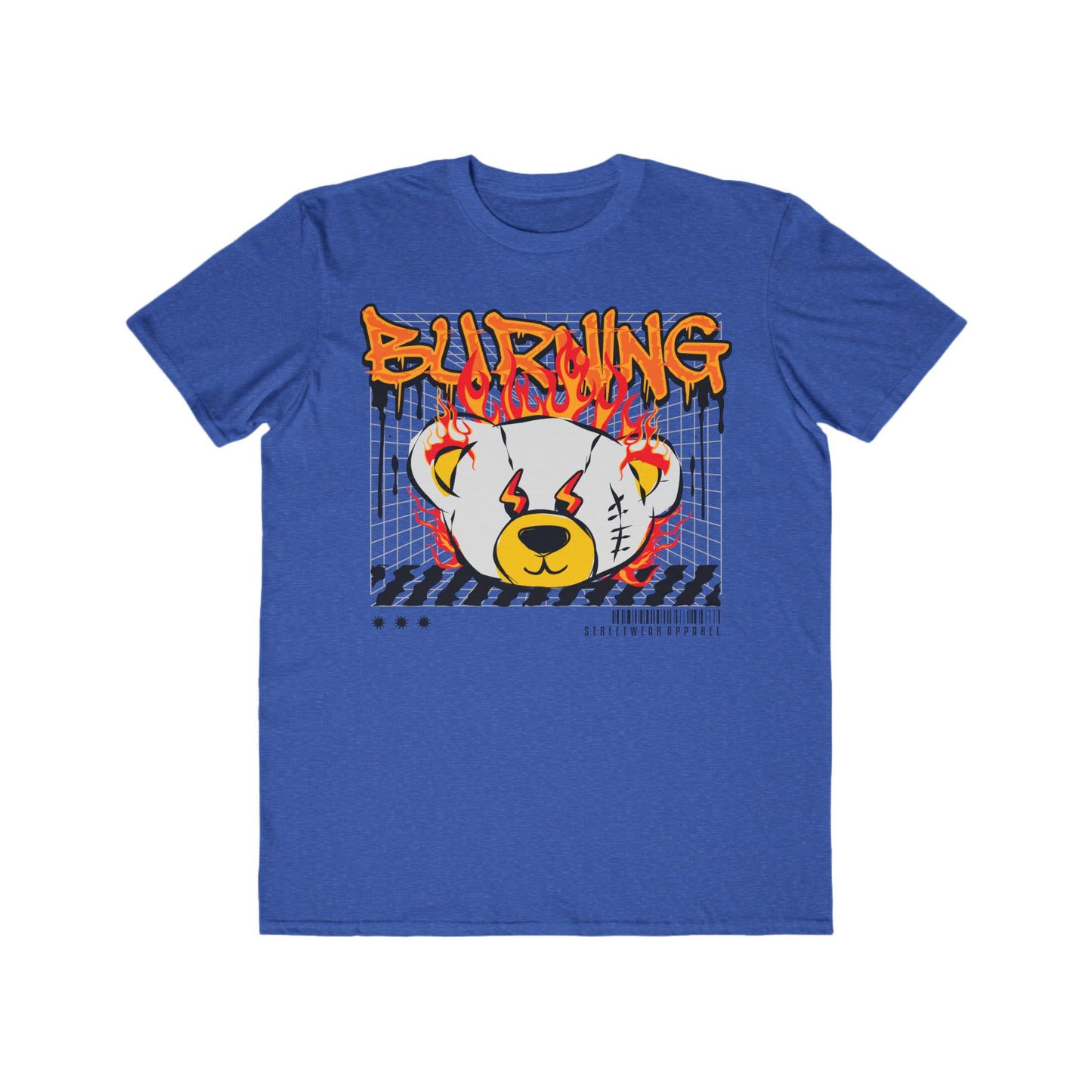 Men's Graphic Tee, Urban Wear For Men, Cool Street Style, Perfect Gift for Birthdays, Festivals, Burning Bear Design Heather Blue