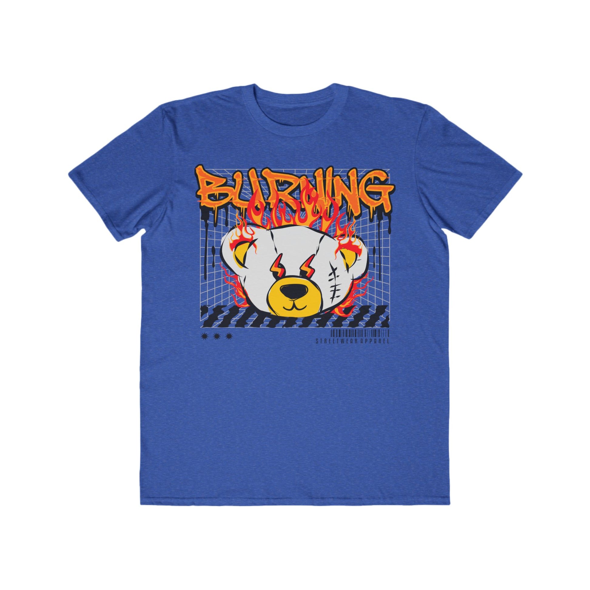 Men's Graphic Tee, Urban Wear For Men, Cool Street Style, Perfect Gift for Birthdays, Festivals, Burning Bear Design Heather Blue