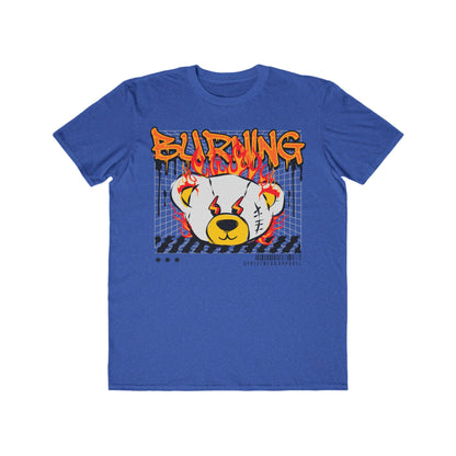 Men's Graphic Tee, Urban Wear For Men, Cool Street Style, Perfect Gift for Birthdays, Festivals, Burning Bear Design Heather Blue