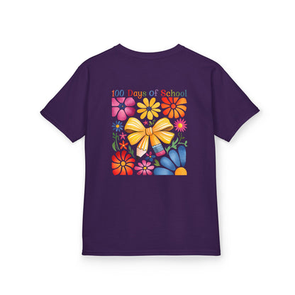Colorful 100 Days of School Kids Tee, Flower Print T-Shirt for Students, End of Year Celebration Shirt, Fun School Day Wear, Gift for Kids