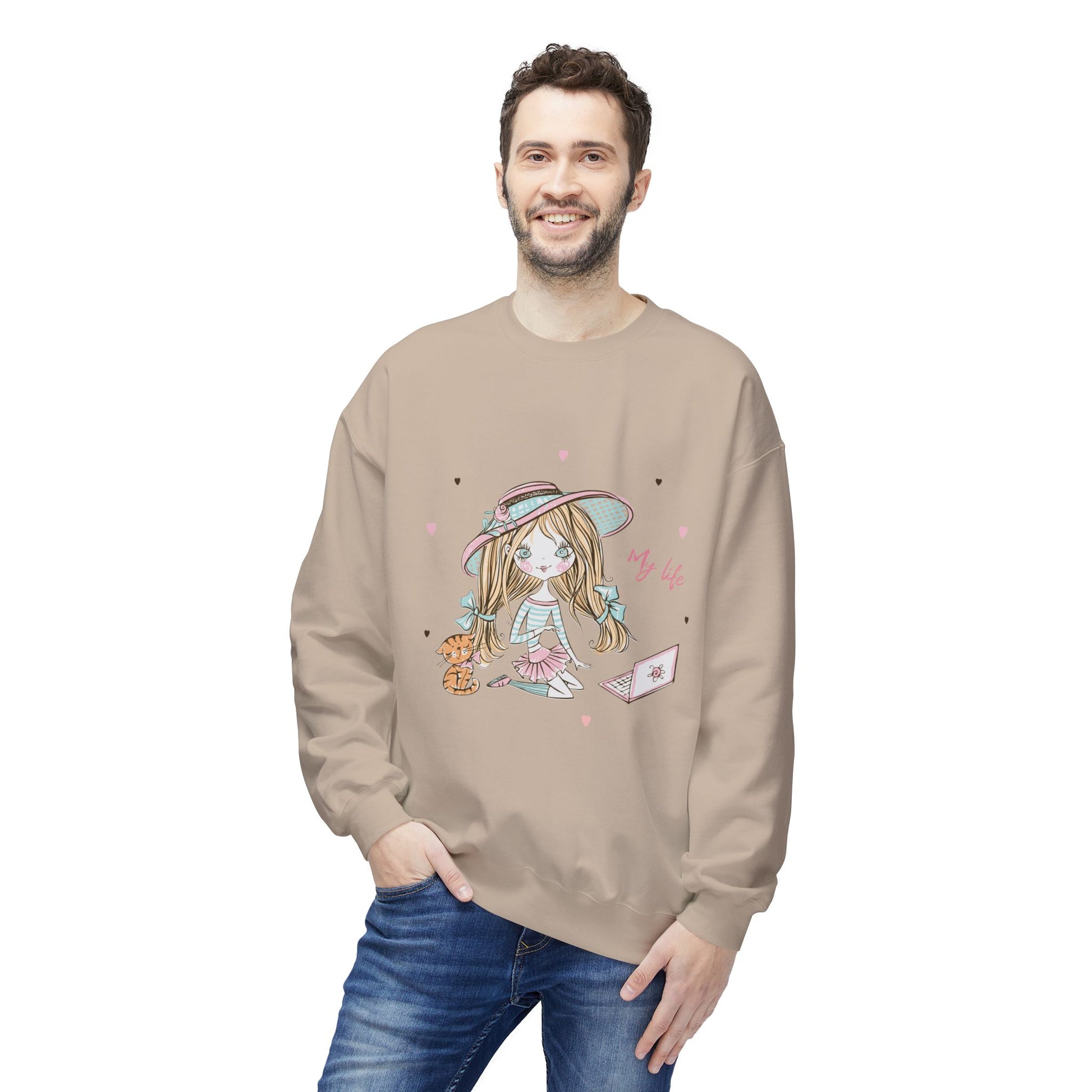 Cute Illustrated Crewneck Sweatshirt, Cozy Everyday Wear, Gift for Her, Fun Fashion, Casual Outfit, Birthday Present