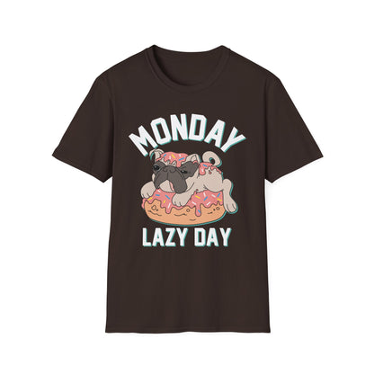 Cozy Cartoon Tee: Perfect for Lazy Days & Dog Lovers, Unisex Softstyle T-Shirt, Relaxed Fit, Casual Shirt, Cute Dog Design, Everyday Wear Dark Chocolate