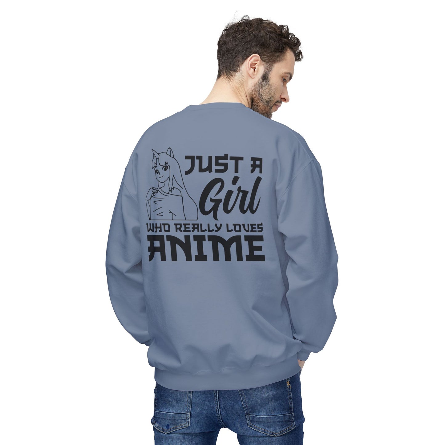 Anime Lover Crewneck Sweatshirt - Just a Girl Who Really Loves Anime, Unisex Casual Apparel, Anime Gift, Cozy Fashion, Fleece Sweater