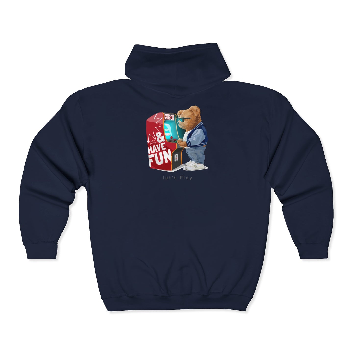 Fun-Themed Unisex Zip Hoodie - Cozy Cartoon Bear Design, Perfect for Casual Wear, Gifts, Events, and Celebrations