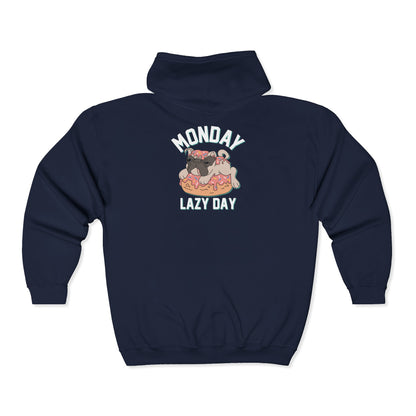 Cozy Lazy Day Hoodie – Comfy Full Zip Sweatshirt for Relaxation, Perfect for Mondays, Gift for Friends, Casual Loungewear, Everyday Wear